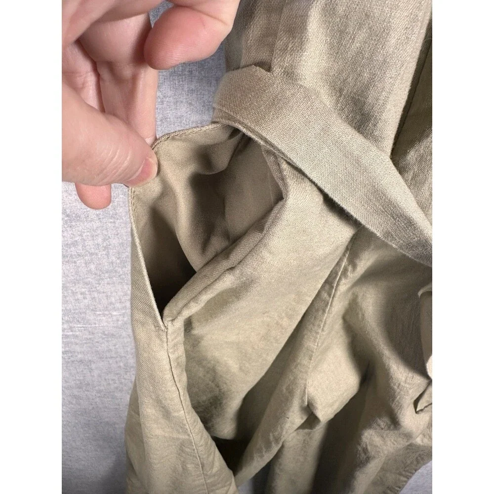 Banana Republic Linen Cotton Cropped Jumpsuit-Size 8 Belted Beige Minimalist
